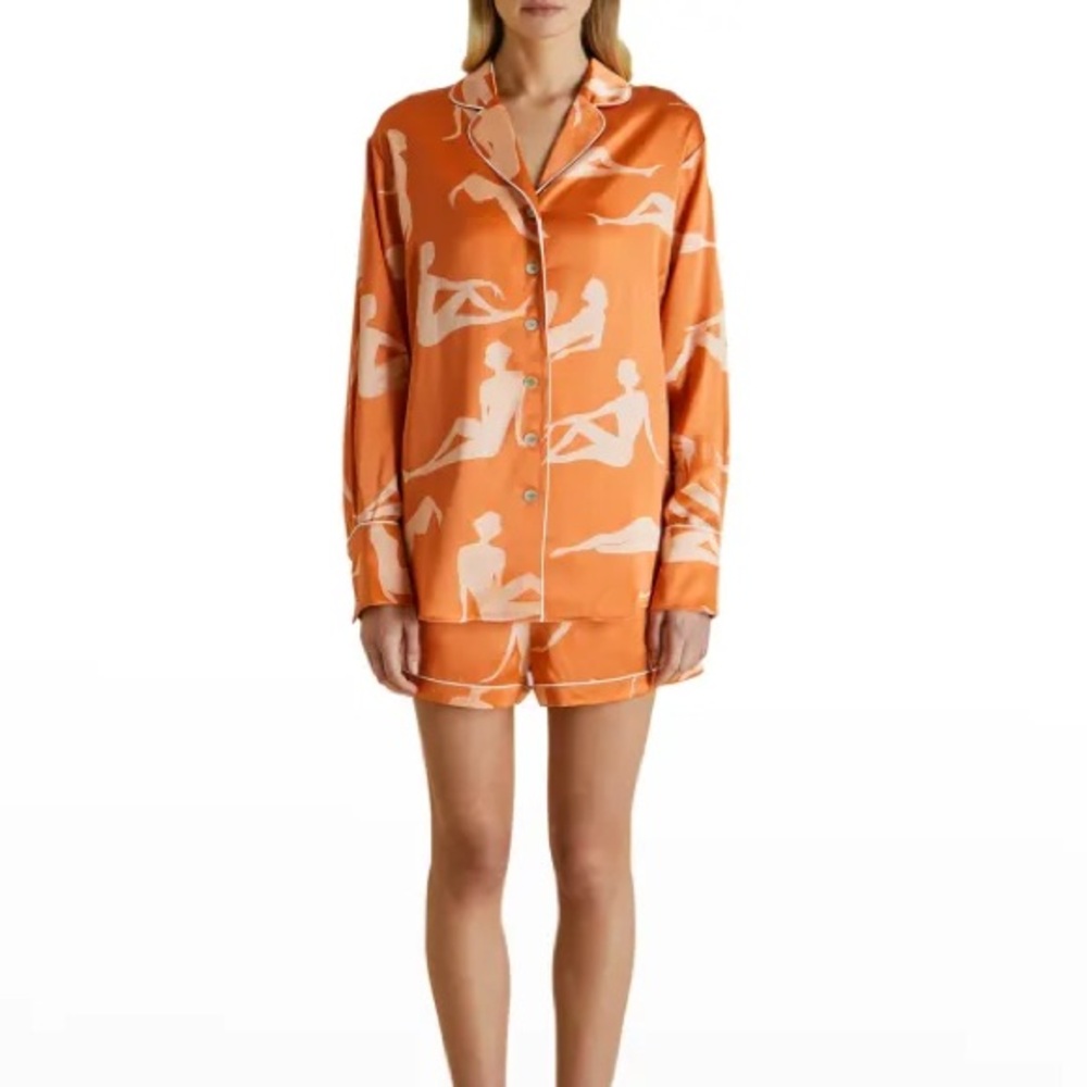 Olivia von Halle Alba Pyjama Set Silk Women's M Orange